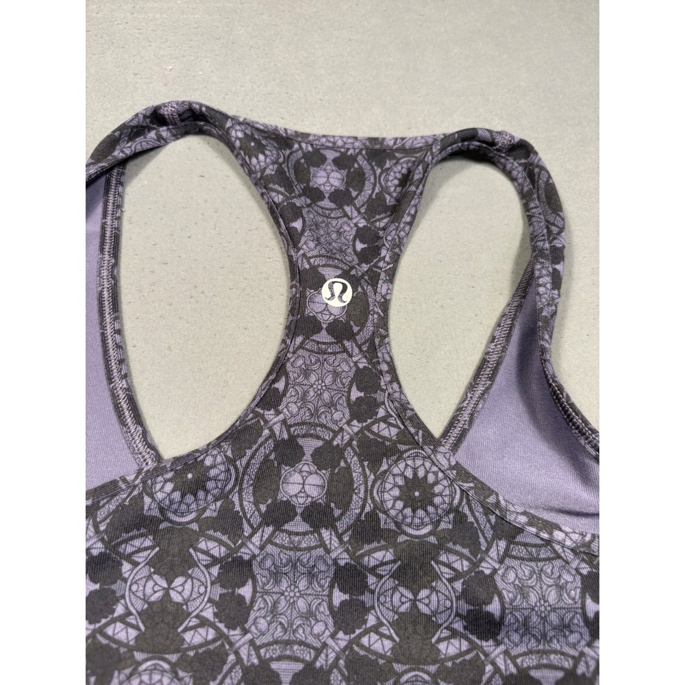 Lululemon Racerback Tank Top Purple Black Geometric Mandala Print Yoga Athletic